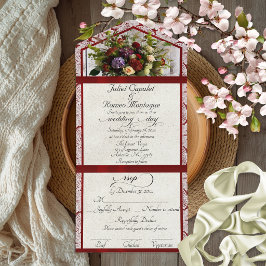 Flores Silvestres, Fita Vermelha e Renda Casamento