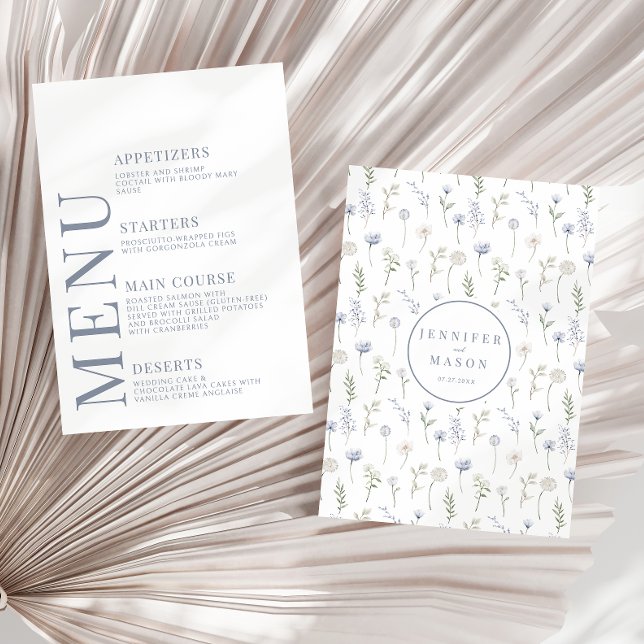 Flores silvestres florais cartões de cardápio (Criador carregado)