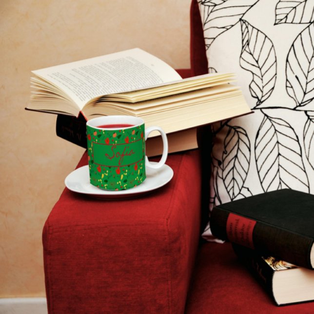 Flores silvestres, flores verdes, caneca de café v (Criador carregado)