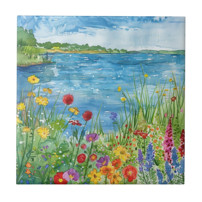 Flores silvestres junto a um lago (Frente)