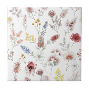 Flores Silvestres Românticas em Aquarela Pastel