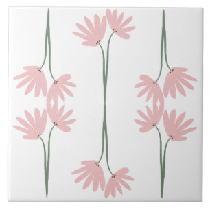 Flores Silvestres Rosa Desenhadas à Mão Brancas