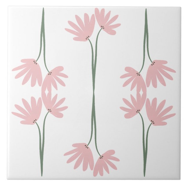 Flores Silvestres Rosa Desenhadas à Mão Brancas (Frente)