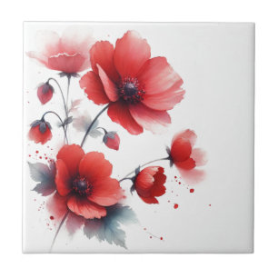 Flores silvestres vermelhos Aquarela Floral Cozinh