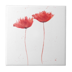 Flores silvestres vermelhos Aquarela Floral Cozinh