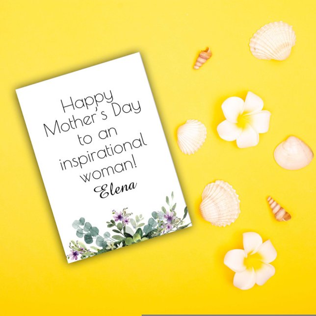 Flores simples de aquarelas cartão de férias da mã (Criador carregado)