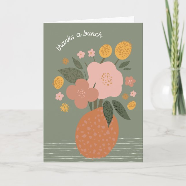 Flores Simples no Vaso Obrigado Cartão de Saudação (Frente)