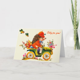 Flores só para você! Cartão de namorados de ouriço