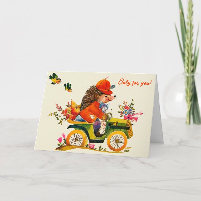 Flores só para você! Cartão de namorados de ouriço (Frente)