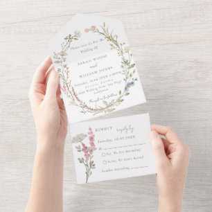 Flores-sombra Tudo em Um Convite de casamento