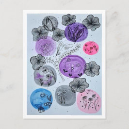 Flores Sonhadoras em Aquarela no Cartão Postal