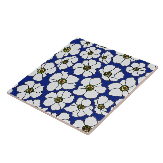 Flores Tropicais Brancas no Azul  (Lateral)