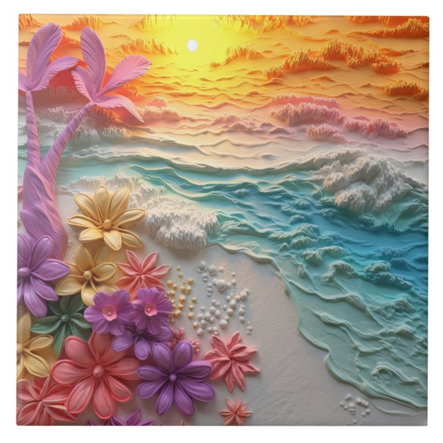 Flores Tropicais com Sunset de Praia (Frente)