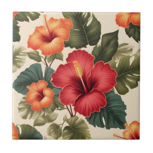 Flores Tropicais De Hibisco Retro