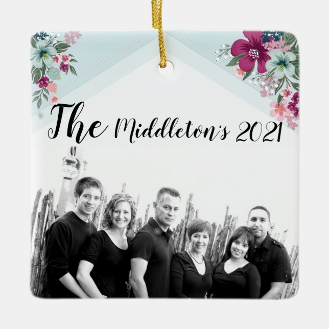 Flores Tropicais de Ornamento Personalizado em Azu (Frente)