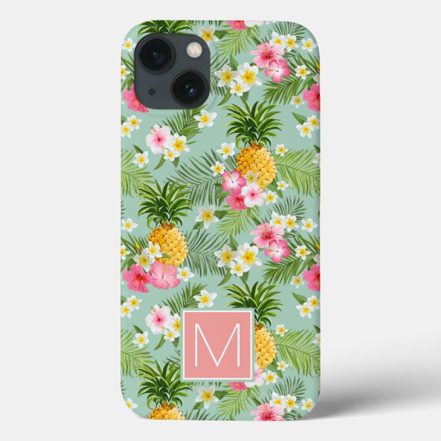 Flores tropicais e ananás | Adicione a sua versão  (Verso)
