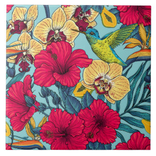 Flores Tropicais e Beija-flor - Botanica de Verão
