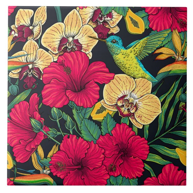 Flores Tropicais e Beija-flor - Botanica de Verão (Frente)