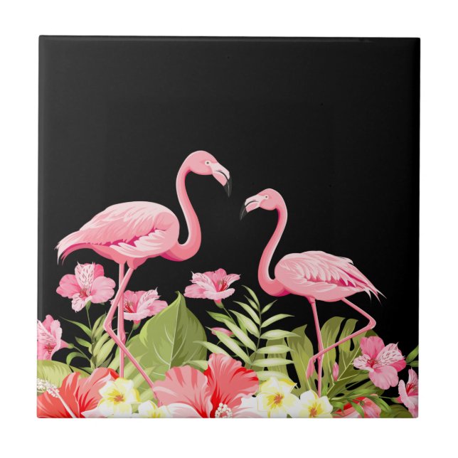 Flores Tropicais e Design de Flamingos (Frente)