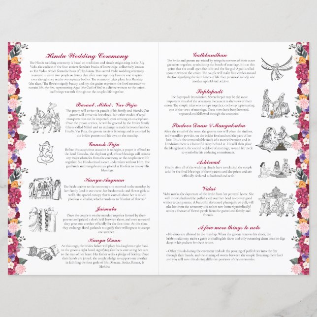 Flores tropicais e Folhas da Cerimônia Hindu de Ca (Verso)