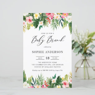 Flores Tropicais e Greenery Baby Brunch Convidam
