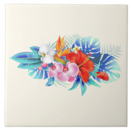 Flores Tropicais Exóticas - Rosa e Aquamarino