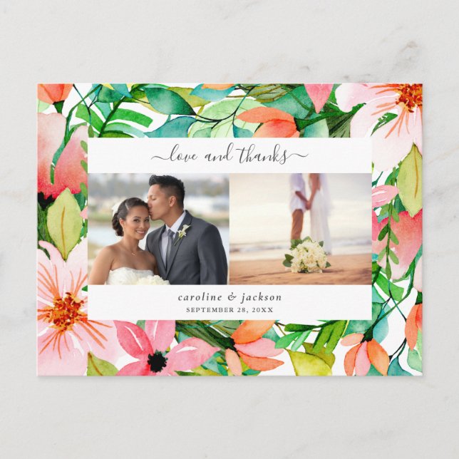 Flores Tropicais Foto Obrigado Cartão de Posto (Frente)