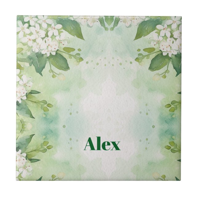 Flores Verde Modernas Aquarela & personalizar (Frente)