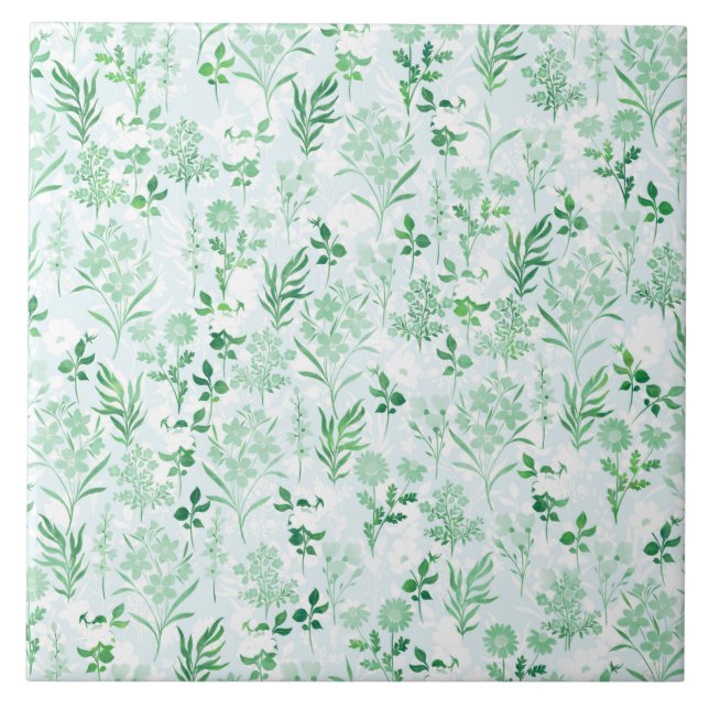 Flores Verdes com Pintura Botânica (Frente)