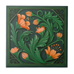 Flores Verdes e Laranja Originais