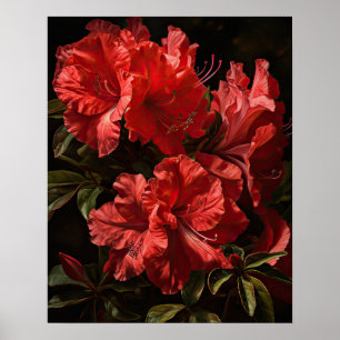Flores Vermelhas Azalea Impressão