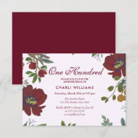 Flores Vermelhas Burgundy 100º Convite para Festas