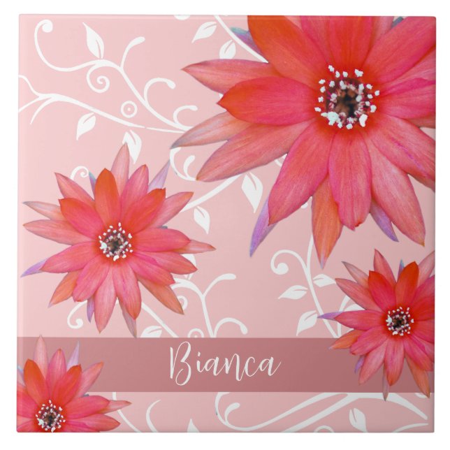 Flores Vermelhas Caprichosas Folhas Giratórias Adi (Frente)