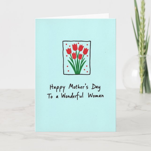 Flores Vermelhas Cartão do Dia das Mães (Frente)
