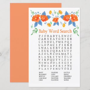 Flores vermelhas Chá de fraldas Word Search Game