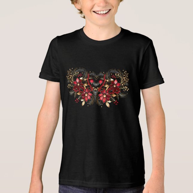 Flores Vermelhas Decorativas Férias Boys T-Shirt (Frente)