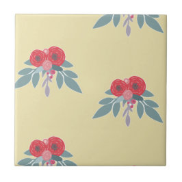 Flores vermelhas e folhas verdes em castanho