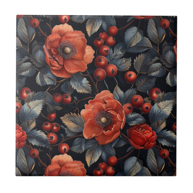 Flores vermelhas em preto (Frente)