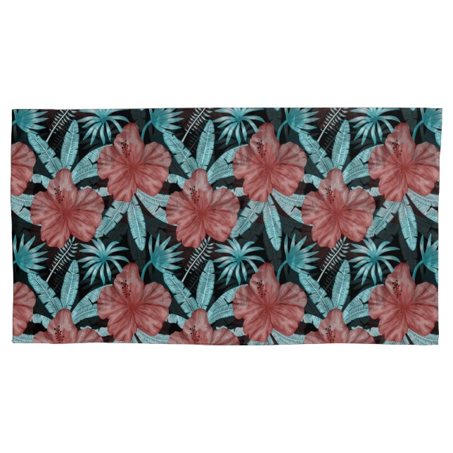Flores vermelhas padrão uniforme tropical folhas & (Frente-Esquerda)