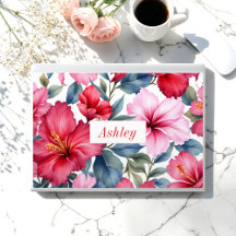 Flores Vermelhas Rosadas Capa Colorida para Laptop