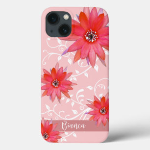 Flores Vermelhas Whimsical Folhas Suavemente Acres