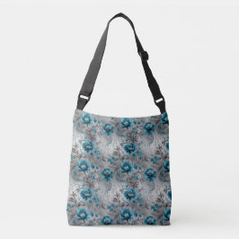 Flores Vibrantes em Azul Turquesa: Bolsa Tote Flor