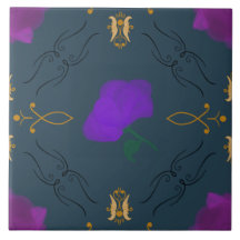 Flores Vibrantes em Púrpura - sala de sotaque de d