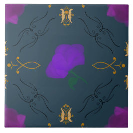 Flores Vibrantes em Púrpura - sala de sotaque de d