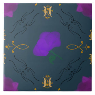 Flores Vibrantes em Púrpura - sala de sotaque de d