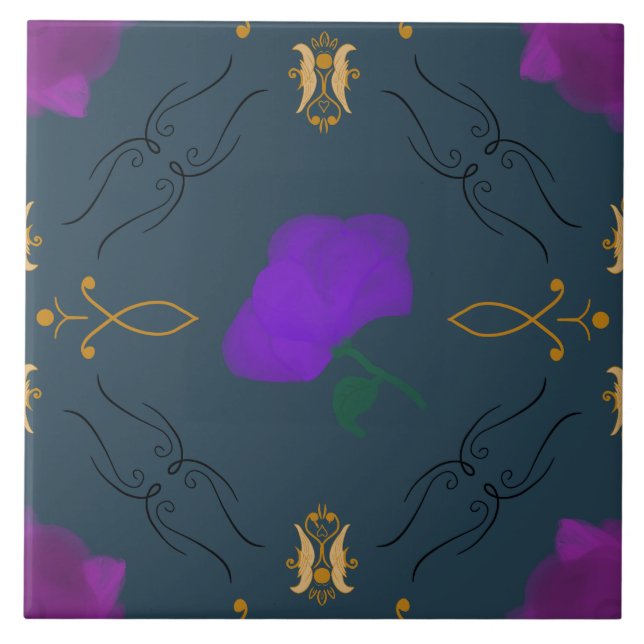 Flores Vibrantes em Púrpura - sala de sotaque de d (Frente)