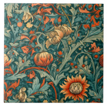 Flores, vintage, art nouveau, estilo William Morri