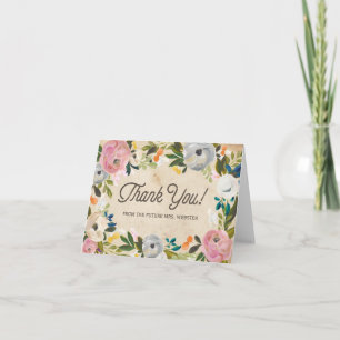 Flores Vintage Cartão de Agradecimento Chá de No
