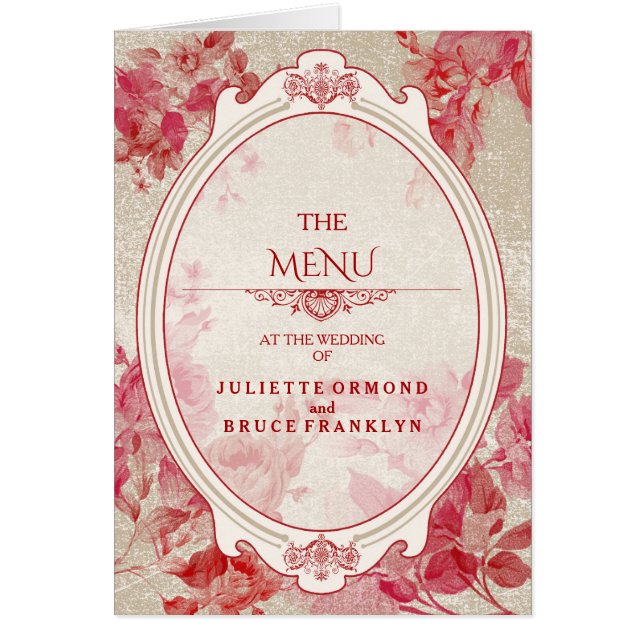 Flores Vintage - Cartão Menu (Frente)