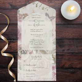 Flores Vintage com Borboleta